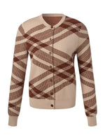 Tencel Wool Blend Plaid Women Cardigan GOELIA