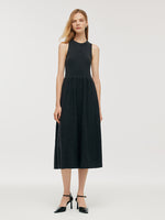 Wool Blend Multi-purpose Scarf And Sleeveless Knitted Midi Dress Two-Piece Set GOELIA