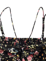 16 Momme Mulberry Silk Rose Printed Off Shoulder Women Maxi Dress GOELIA