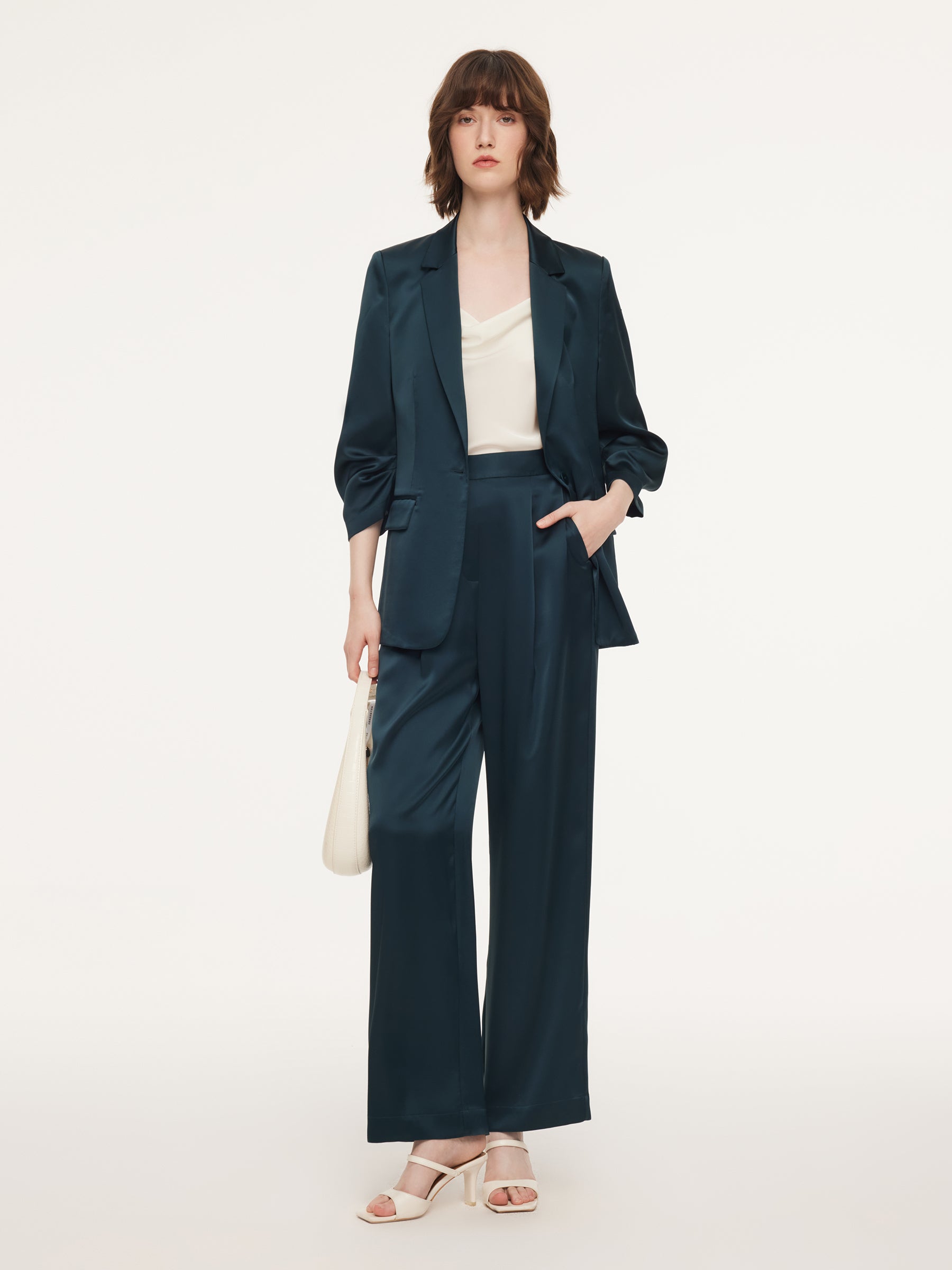 Triacetate Blend Women Straight Leg Pants GOELIA