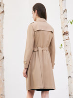 Worsted Woolen Women Trench Coat With Belt GOELIA