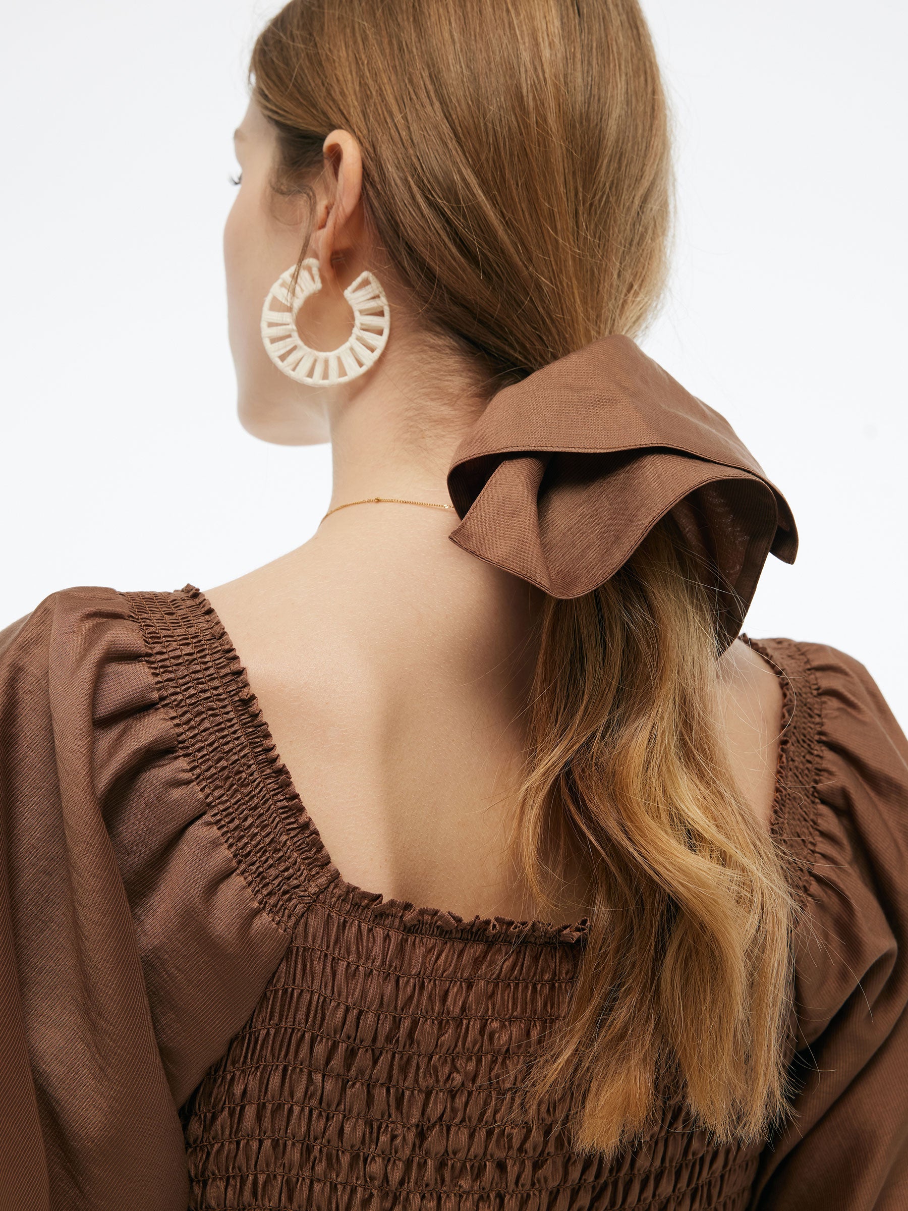 Tencel Blend Women Smocked Maxi Dress GOELIA