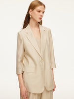 Tencel Acetate Blend Women 3/4 Sleeve Blazer GOELIA
