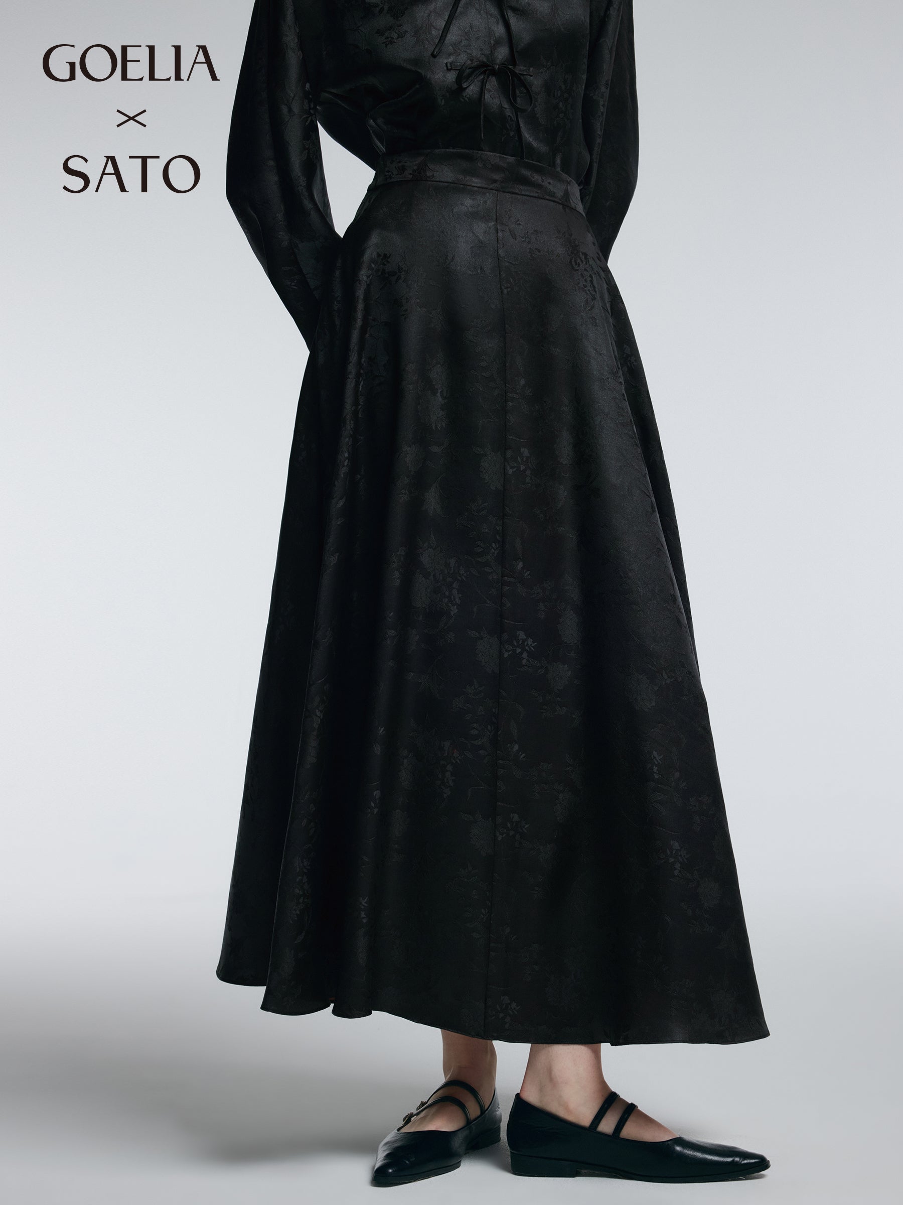 19MM Gambiered Canton Gauze Women Jacquard A-Line Skirt GOELIA