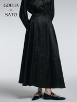 19MM Gambiered Canton Gauze Women Jacquard A-Line Skirt GOELIA
