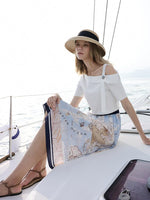 19 Momme Silk Map Printed Skirt GOELIA