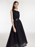 Knitted Women Maxi Vest Dress With Belt And Bottomed Spaghetti Strap Dress GOELIA