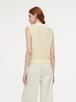 Contrast Collar Women Knit Polo Tank Top GOELIA