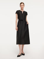 18MM Gambiered Canton Gauze Women Self-Tie Belt Maxi Dress GOELIA
