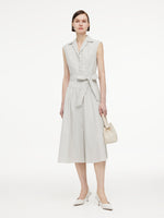 Notched Lapel Women Sleeveless Belted Maxi Dress GOELIA