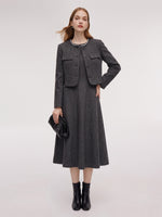 [Preview] Washable Wool Cropped Jacket And Sleeveless Dress Two-Piece Set GOELIA