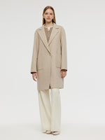 Wool Cashmere Herringbone Women Mid-Length Coat GOELIA