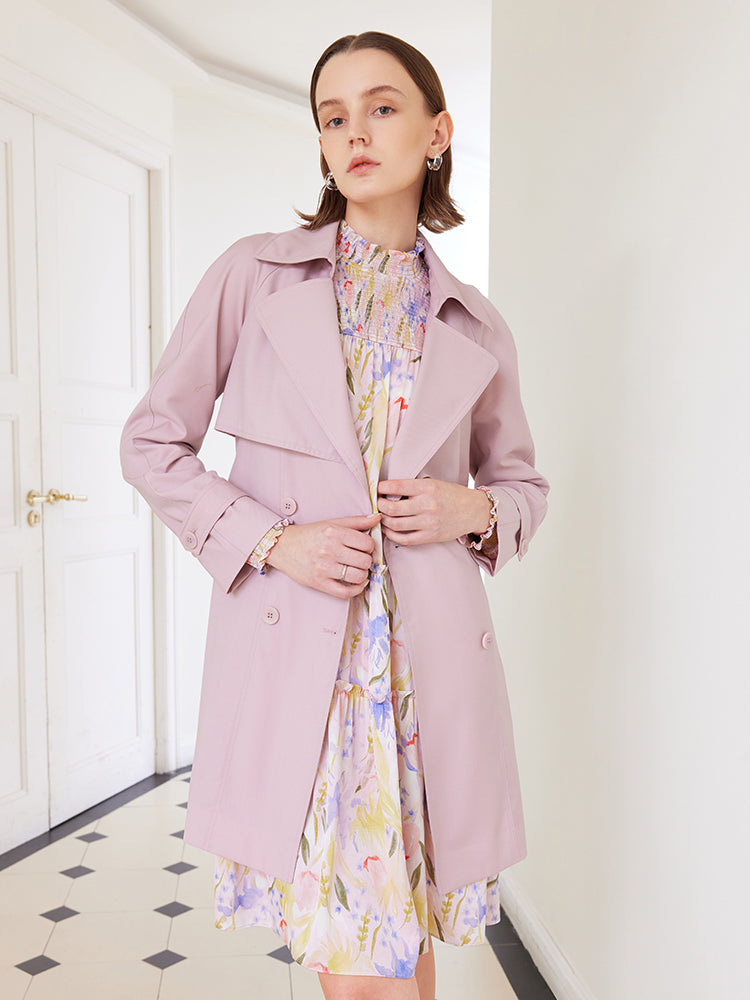 Worsted Woolen Mid-length Women Trench Coat GOELIA
