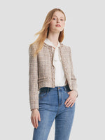 Tweed Frayed Women Crop Jacket GOELIA