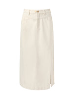 100% Cotton Denim Adjustable Waist Women Slit Skirt GOELIA