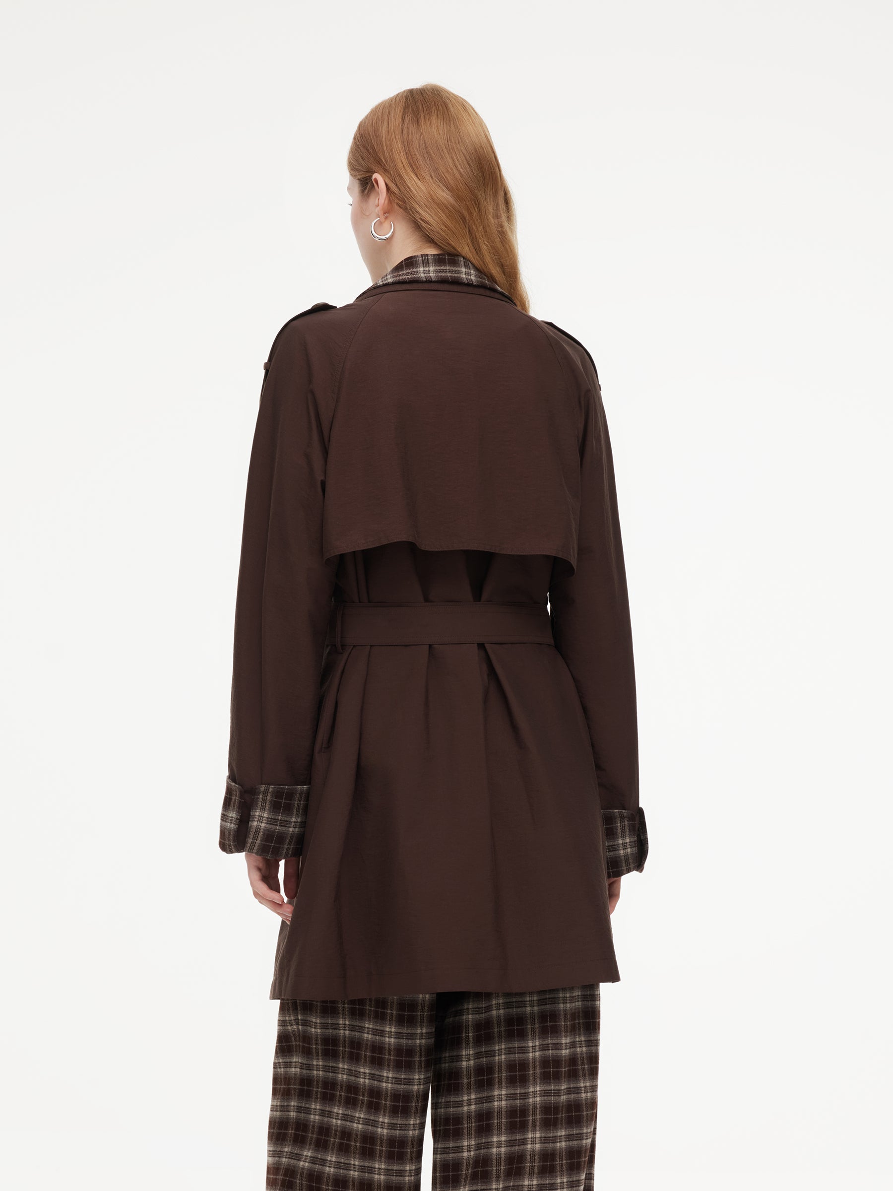 Mock Layered H-Line Women Belted Trench Coat – GOELIA