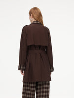 Mock Layered H-Line Women Belted Trench Coat GOELIA