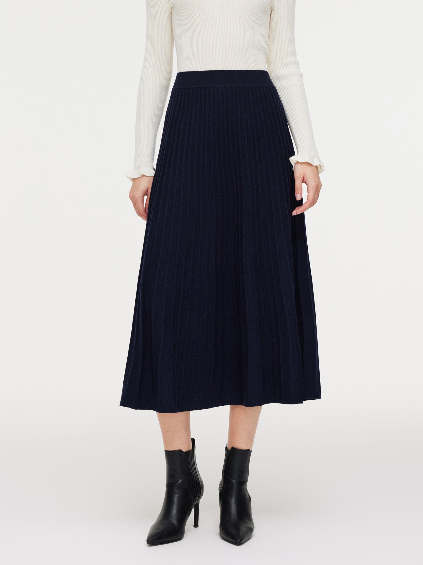 100% Wool A-Line Women Knit Skirt GOELIA