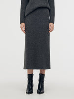 Mohair Wool Blend Sequins Women Midi Skirt GOELIA