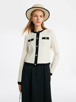 Contrast Trim Cardigan And Vest Dress Two-Piece Set GOELIA