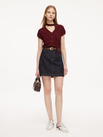 100% Cotton Denim Women A-Line Skirt GOELIA