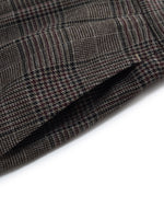 Brown Plaid Straight Leg Women Pants GOELIA