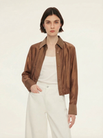 Tencel Blend Women Sheer Cropped Jacket GOELIA