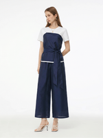 Tencel Blend Patchwork Top And Pants Two-Piece Set GOELIA