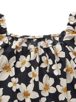 Cotton Floral Print Convertible Neckline Women Tunic Top GOELIA