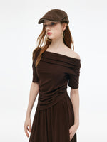 Tencel Blend Stretchy Knit Top And A-Line Skirt Two-Piece Set GOELIA