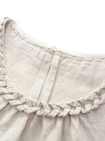 100% Linen Braided Neck Tank Top And Pants Two-Piece Set With Beaded Belt GOELIA