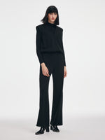 Ribbed Mock Neck Knit Top & Tank & Pants Three-Piece Set GOELIA