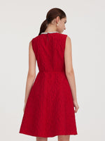 Jacquard Beaded Round Neck Women Sleeveless Mini Dress GOELIA