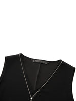 Triacetate Blend V-Neck Women Sleeveless Maxi Dress GOELIA