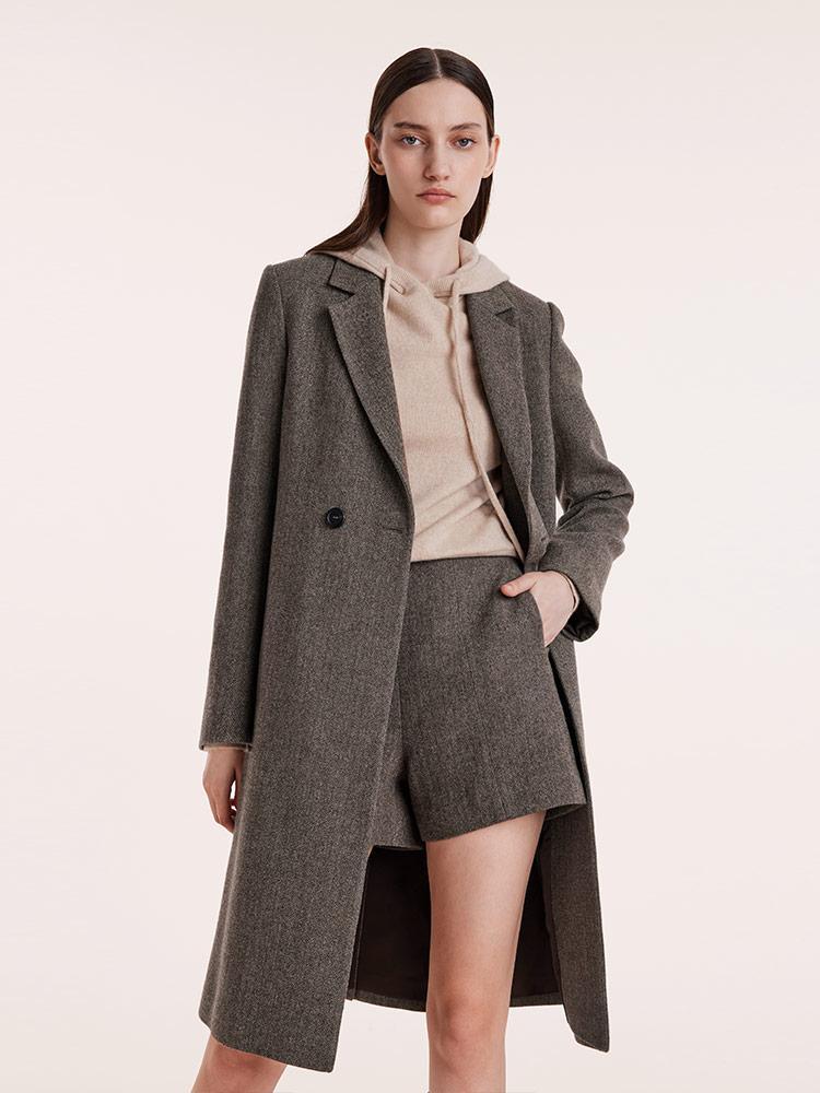 Washable Wool Notched Lapel Women Coat GOELIA