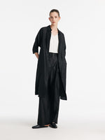 18 Momme Xiang Yun Silk Single-Breasted Women Midi Shirt Dress With Belt GOELIA