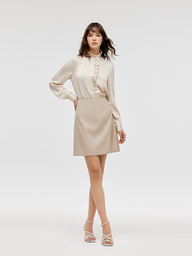 Wave-Cut Trim A-Line Women Skirt GOELIA