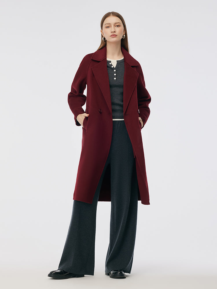 Cashmere Wool Double-Faced Notched Lapel Women Overcoat GOELIA