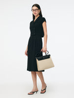 Triacetate Faux Two-Piece Cap Sleeve Women Blazer Midi Dress GOELIA