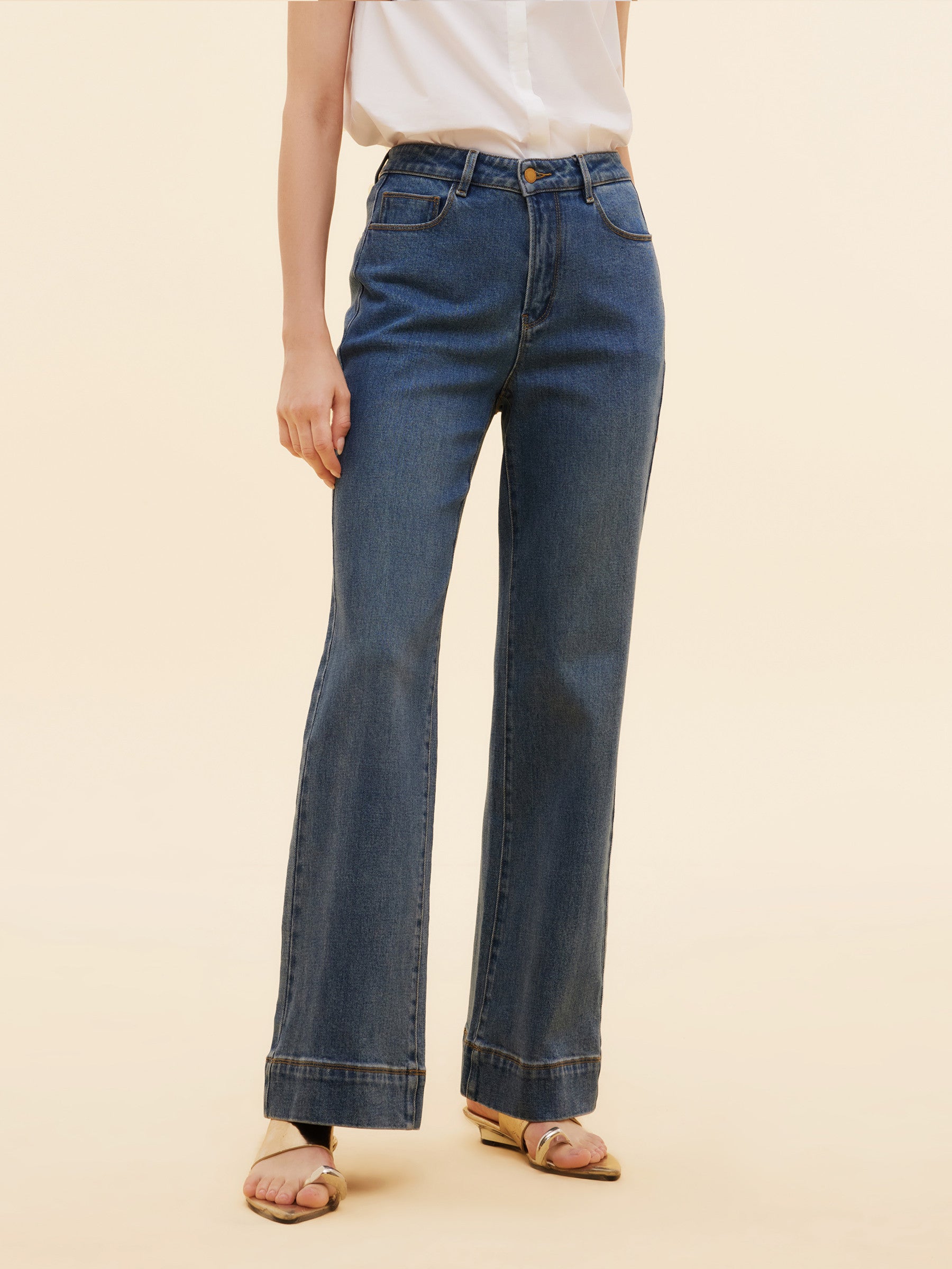 Cotton Denim Stretch Women High Waisted Jeans GOELIA