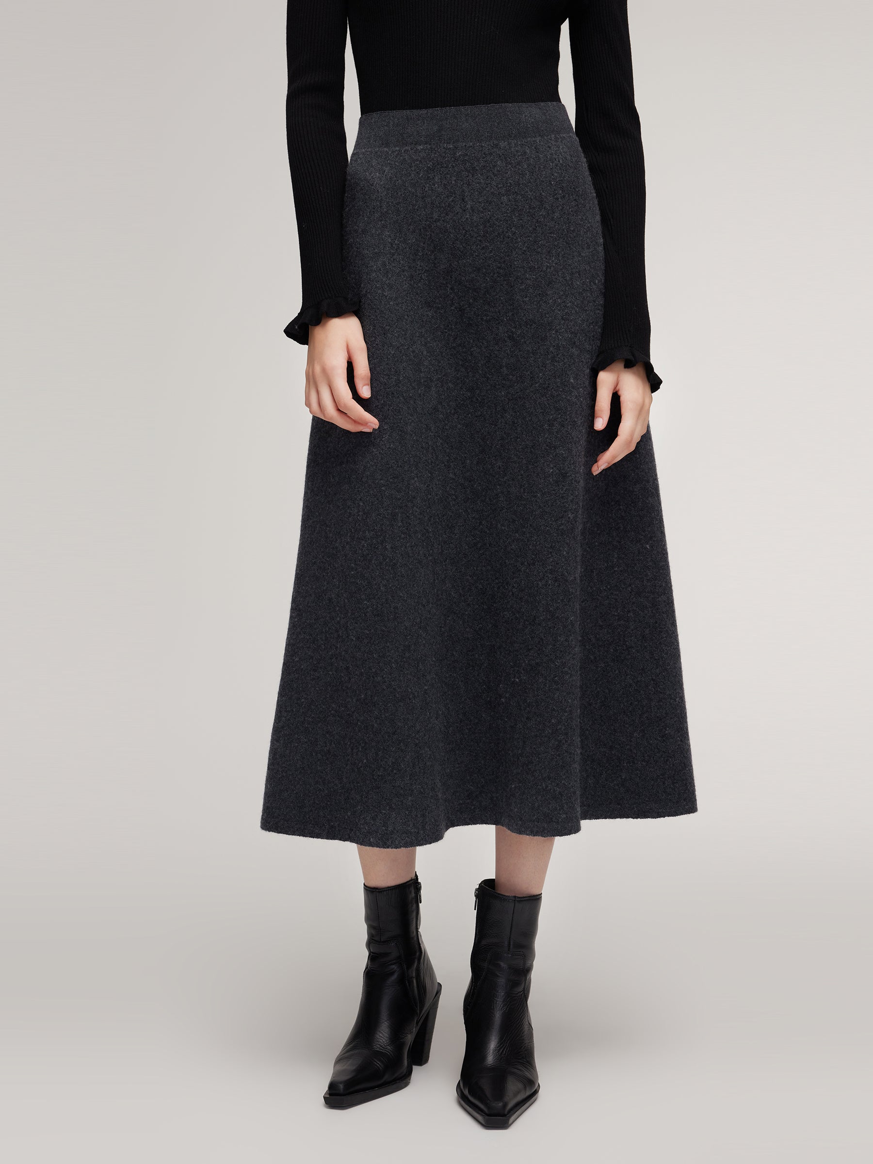[Preview] 100% Wool A-Line Women Flared Skirt GOELIA
