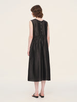 12MM Gambiered Canton Gauze Reversible Women Sleeveless Maxi Dress GOELIA