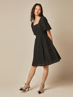 Detachable Bowknot Jacquard Mini Dress GOELIA