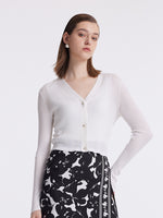 Tencel-Silk Blend Knitted V-Neck Women Cardigan GOELIA