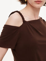 Tencel Blend Stretch One-Shoulder Women Knit Top GOELIA