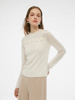 Tencel Wool Blend Women Flower Knit Top GOELIA