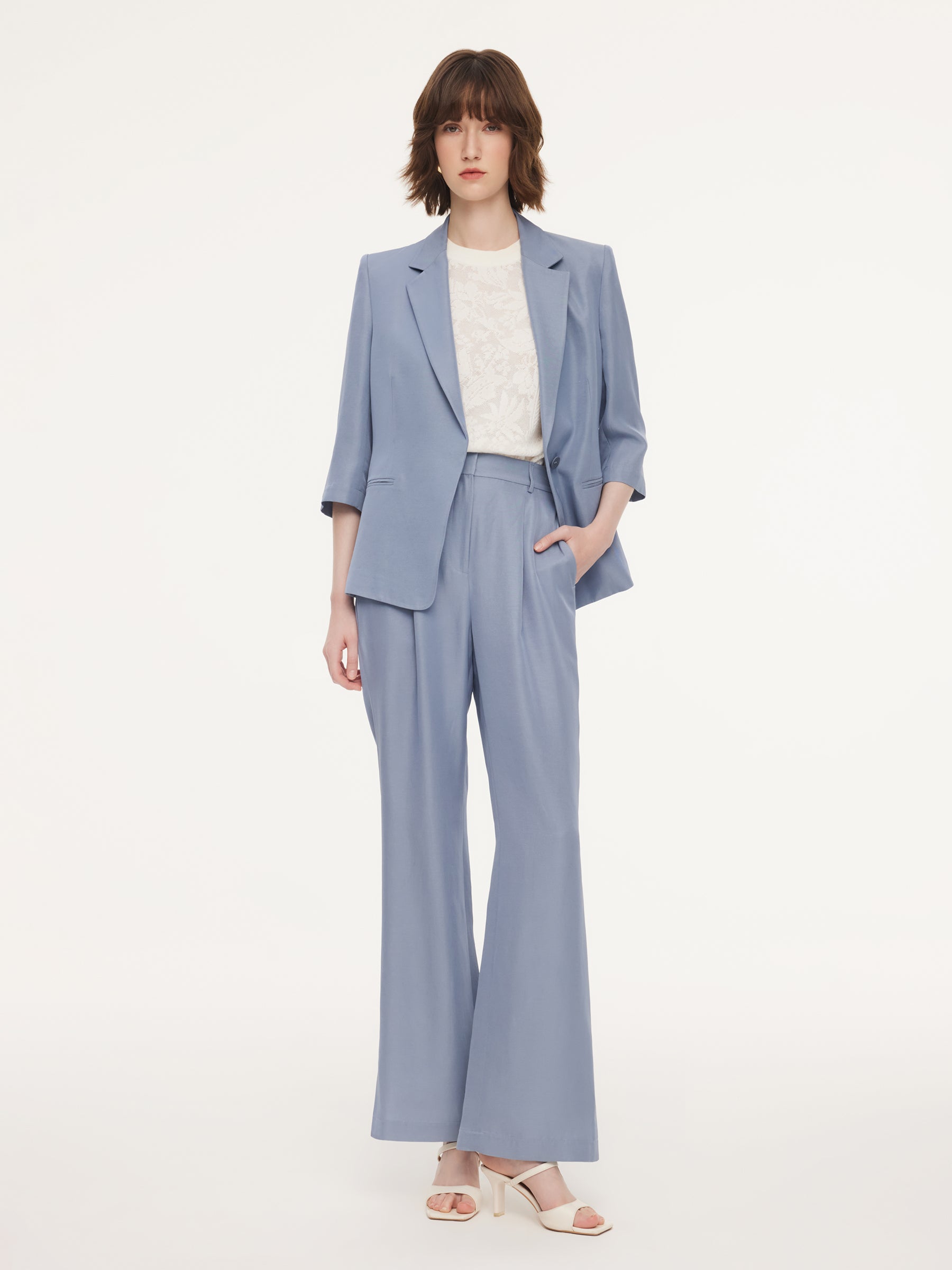 Acetate Tencel Linen Blend Women Suit Pants GOELIA