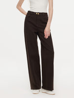 Cotton Denim Straight Leg Women Jeans With Belt GOELIA
