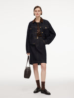 [Preview] 100% Cotton Denim Corduroy Collar Women Barn Jacket GOELIA