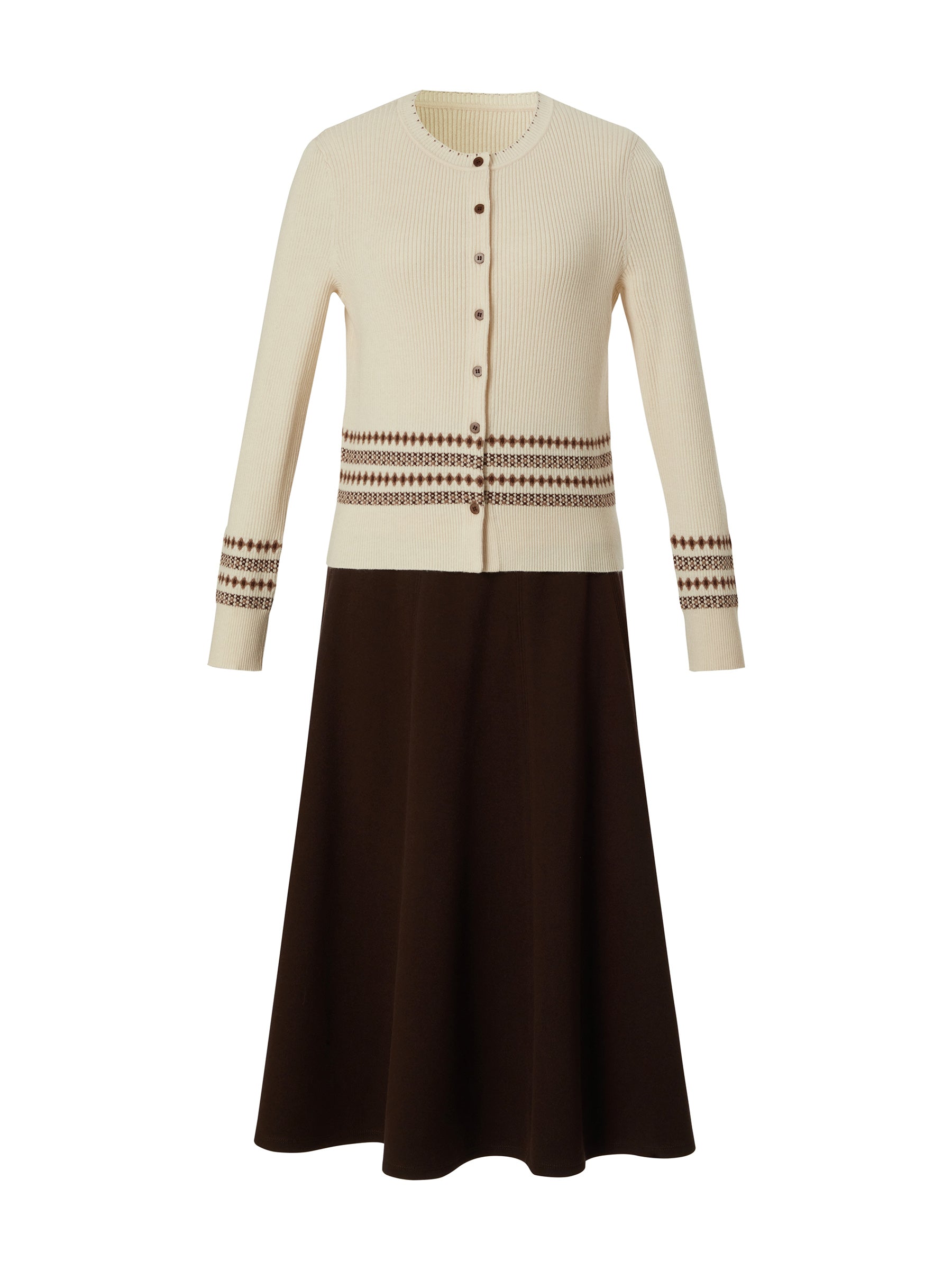 Tencel Wool Blend Cardigan And Tank Top And Skirt Three-Piece Set GOELIA